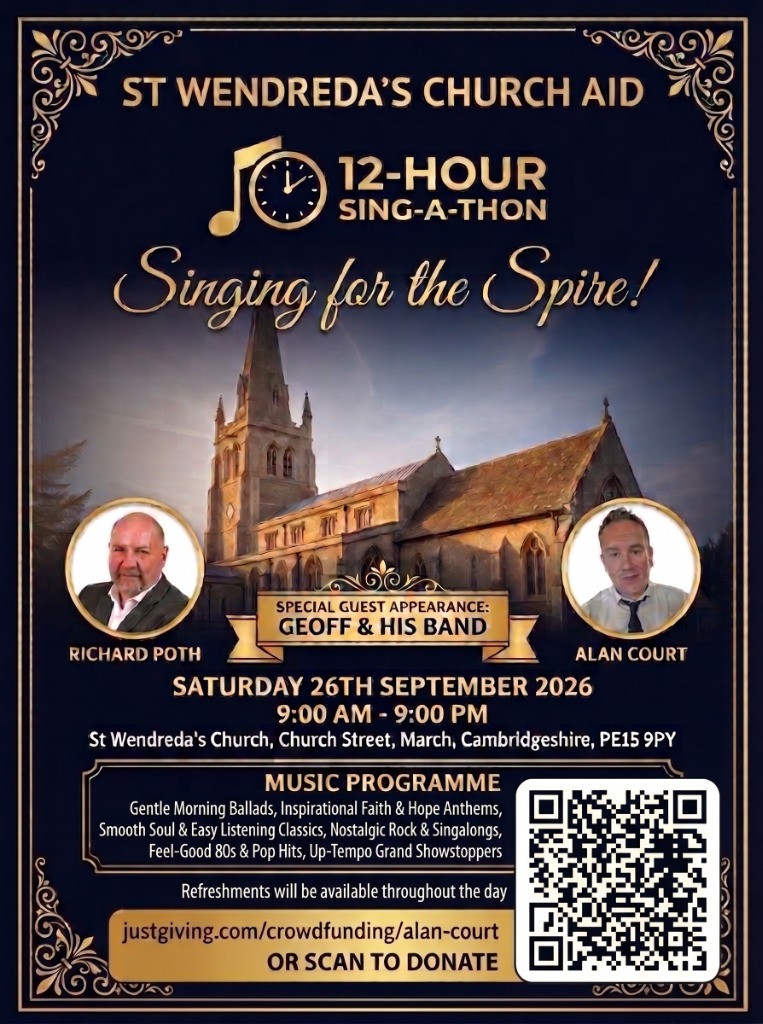Official St Wendreda's Church Aid 12-Hour Sing-A-Thon Poster
